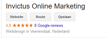 Sterren worden vertoond bij vijf of meer Google recensies